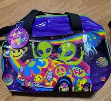 Vintage 1990s Lisa Frank Alien Car Rainbow Peace Sign Duffle Bag never used picture