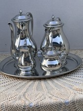 Vintage Kirk Stieff Fine Pewter 5-Pc Coffee Tea Service Tray 601 602 603 630 picture