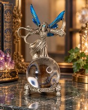 Vintage 1999 Gallo Fairy Crystal Ball Figurine  Wings Clear Orb Fantasy Decor picture
