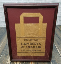 Vintage FRAMED - Lamberts of Stratford CHINA AND GLASS UPON AVON Store Bag picture