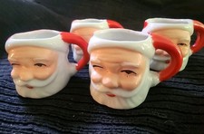 Lot Of 4 Mid Century Winking Santa Mugs Japan Mini Demitasse Esspresso 24 AVAIL picture