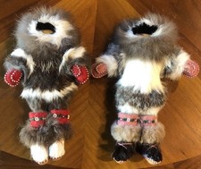 Vintage Alaskan Native Inuit/Yupik Handcrafted Fur Dolls 9” Tall made in Alaska  picture