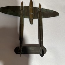 Vintage WWII Trench Art; P-38 Fighter Plane; Brass Casings picture