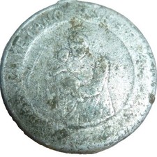 Vintage San Cayetano Our Lady Guadalupe Religious Medal Silver Tone Round USA 1