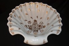 VTG French White W/Gold Hand Painted Floral Design 12-1/4