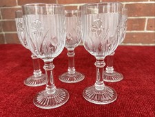 Jeannette Iris & Herringbone 5 Vintage Wine Cocktail Glasses ~ Stemware Goblets picture