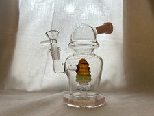 Small Slime Glass on Glass Stemless W/  Perc Hookah Water Pipe 5 1/2 picture