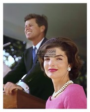 PRESIDENT JOHN F. KENNEDY & JACKIE GIVING SPEECH 8X10 PHOTO picture