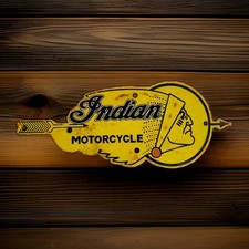 Vintage Indian Motorcycles Porcelain Sign Chief Triumph Harley Davidson Gas Oil  picture