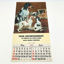 Vtg  1949 Salesman Sampler Calendar Hunting Dogs Puppies Larsen Litho 19