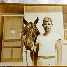 Vintage RPPC Real Photo Postcard Man Holding Horse Head Divided Back Unposted picture
