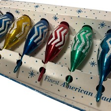9 Vintage Paragon Glass Mica/ Hand-Blown Teardrop Icicle Ornaments 4.5