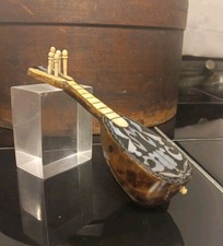 Vtg faux Tortoise Shell Miniature Mandolin Antique W/ Mother of Pearl Inlay  picture
