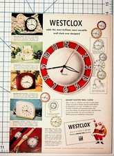 Vintage 1950s Westclox Clocks Ad Melody Wall Baby Ben Travalarm Magazine Print picture
