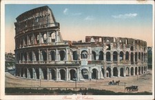 Rome, Italy The Colosseum, Horse-drawn Carriages Original Vintage Postcard picture