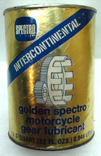 Vintage Intercontinental Golden Spectro Motorcycle Gear Lubricant 1 quart Can picture