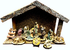 ITALY Vtg Resin NATIVITY Set 10 Piece + stable Christmas MARY Joseph Wise Men picture