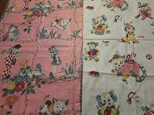2 SUPER RARE VINTAGE 40'S NOVELTY COTTON FABRICS picture