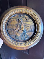 VTG 1949 Lithuanian DP Camp Wood Carving Plaque Sign: P. Vėbra Augsburg-Hochfeld picture