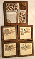 Vintage Italian Ceramic Tile Trivets Set of 6 Wood Frames Botanical MCM Italy picture