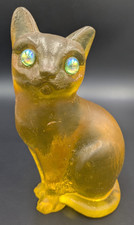 Vintage Granoby Original of California Yellow Lucite Cat with Iridescent Eyes picture