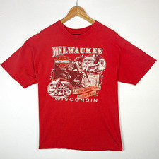 Vintage Harley-Davidson Red T-Shirt XL Milwaukee Wisconsin Biker Dealer Family  picture