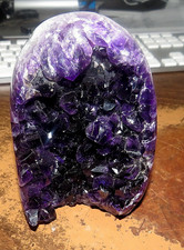 LARGE  DEEP DARK AMETHYST CRYSTAL CLUSTER GEODE  URUGUAY CATHEDRAL  POLISHED RIM picture