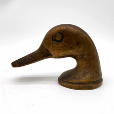 Vintage Brass Duck Head Bottle Opener Figural Bird Barware Heavy Patina 4.25