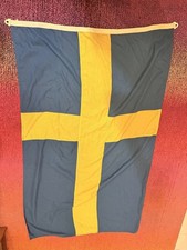 Vintage Sweden Swedish National Flag Blue Yellow Cotton Rope Toggle Adela Banner picture