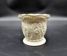 VTG Lenox Ivory Porcelain Beaded Tea Light Votive Candle Holder Gold Trim Scroll picture