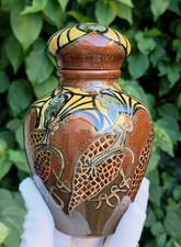 Antique Rozenburg Den Haag Netherlands Vase Art Nouveau Lid Dutch Jar 5.75