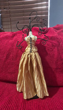 Vintage Gold Dress Jewelry Stand Mannequin Organizer picture