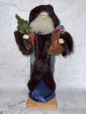 Christmas Primitive Woodland Old World Santa Signed Judith Mansfield REAL FUR picture