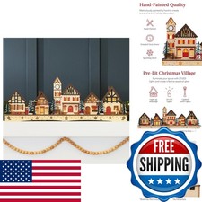 Best Choice Products Pre-Lit Wooden Christmas Village, Winter Mantel Decor picture