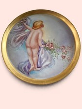 Antique La Seynie Limoges P&P France Hand Painted Cherub Cabinet Plate Signed picture