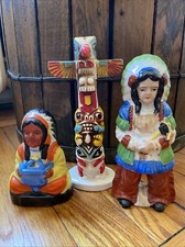 VTG Southwestern Porcelain Native American Indian Souvenir Smoker Figurine Japan picture