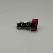 Wendy's Dave's Legacy Give Something Back Enamel Lapel Pin Silver Black Red picture