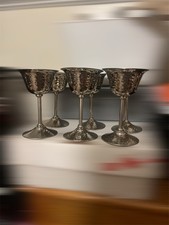 Bernad Rice's Sons 1920 -  Apollo EPNS Hammered Silver Plate Cocktail Cups Set 6 picture