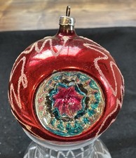Vintage West German Red Triple Indent Christmas Ornament picture