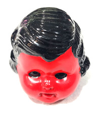 Vintage Creepy Ceramic Head Heavy Custom Painted Red Black Gothic Oddity 3x5 picture