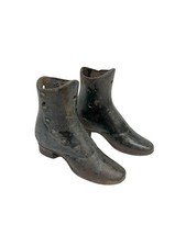 Antique 1920s Cast Iron Mannequin Side Button Victorian Shoe Boot Pair Decor picture