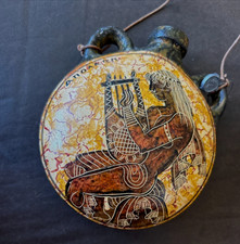 Handmade Ancient Greek Canteen Flask Apollo Playing Lyre picture