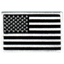 AMERICAN FLAG PATCH embroidered iron-on US BLACK WHITE MILITARY United States picture