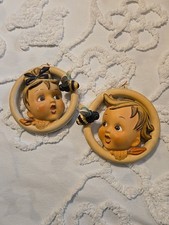  1950/60  Napco Ware Hummel Style  Baby Set 2 Wall Plaques SH543A Very Rare  picture