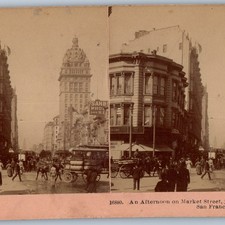 Vtg 1906 San Francisco Market Street Stereoview Call Building Pre-Earthquake SF picture