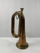 Vintage Copper & Brass Bugle Hunting Horn India Tested Works Decorative picture