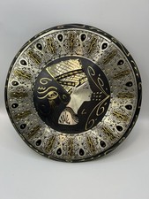 Egyptian Art Rare vintage Brass Plate Queen Nefertiti 9.5” picture