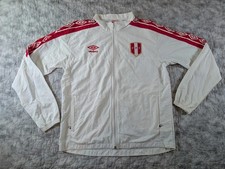 Umbro Peru FPF Soccer Windbreaker Jacket Medium White Red Track Style picture