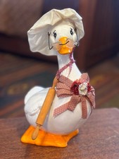 Vintage ‘80s Ceramic Chef Goose Figurine w/ Chef Hat, Rolling Pin & Glasses picture