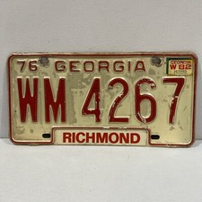 Vintage 1976 Georgia License Plate Tag Richmond County 1982 Sticker Rustic picture